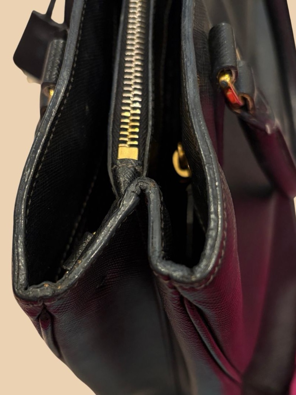 Prada Galleria Black Saffiano Leather Tote Shoulder Bag Gold Hardware - Picture 6 of 16